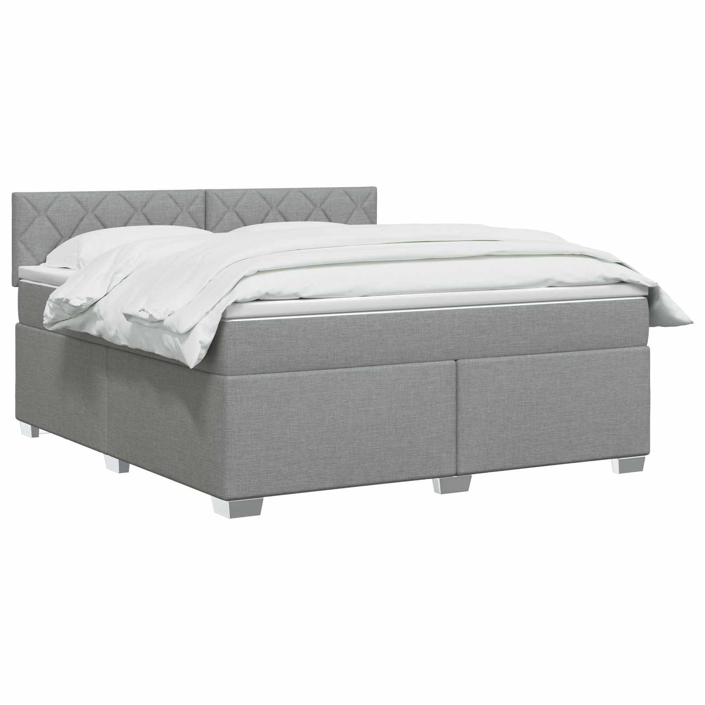 Boxmadras med topmadras Lysegrå 160 x 200 cm Stof