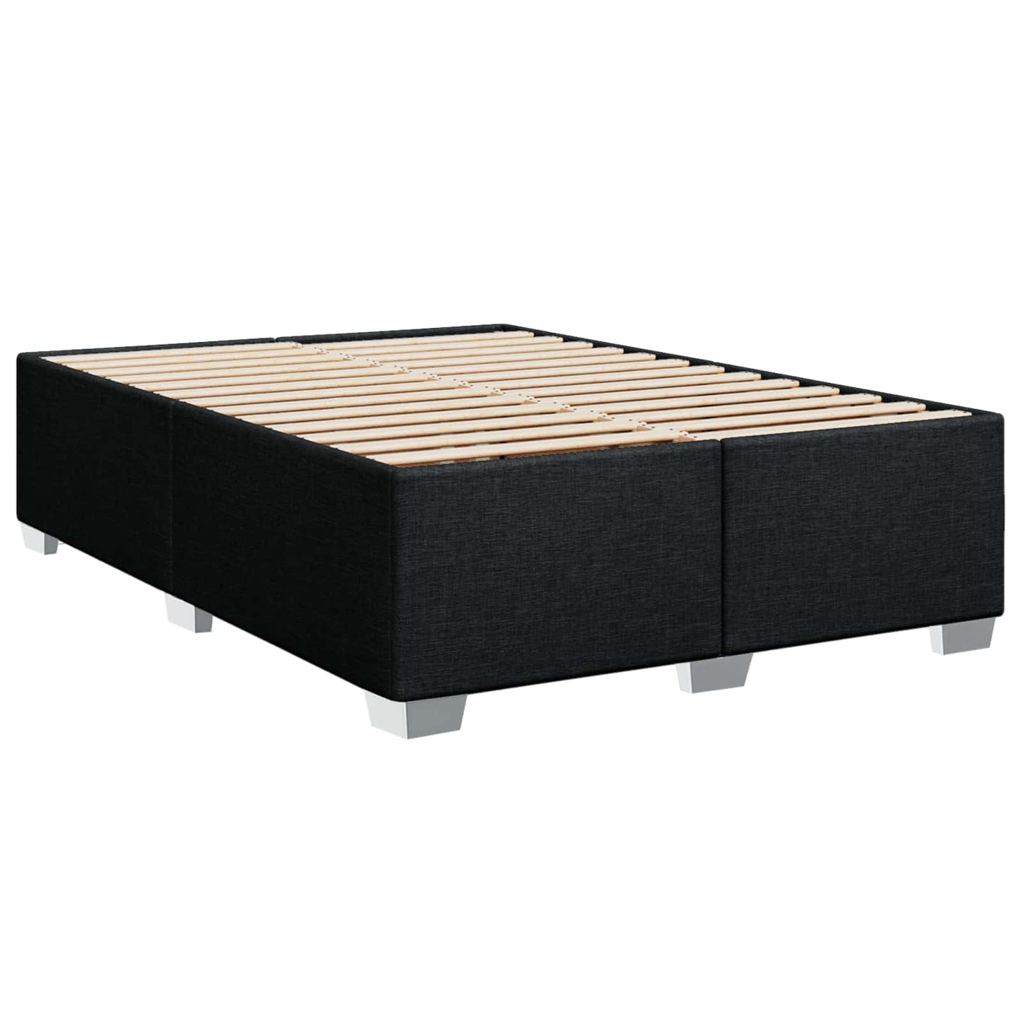 Boxmadras med topmadras med hovedgærde Sort 160 x 200 cm Stof