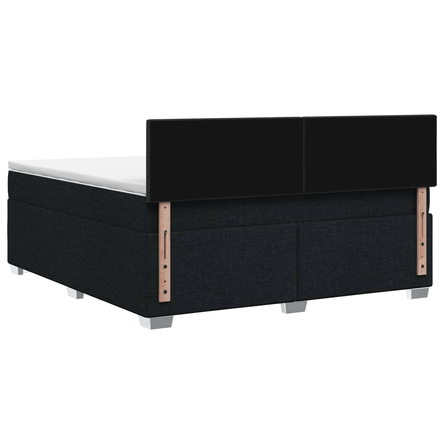 Boxmadras med topmadras med hovedgærde Sort 160 x 200 cm Stof
