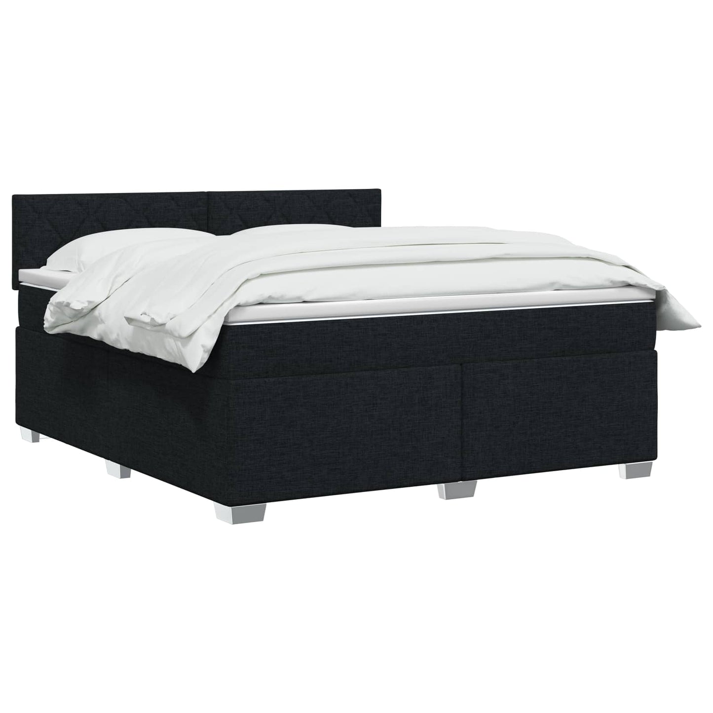 Boxmadras med topmadras med hovedgærde Sort 160 x 200 cm Stof