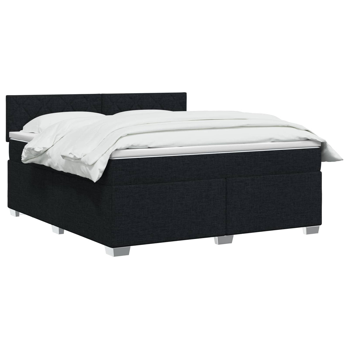Boxmadras med topmadras med hovedgærde Sort 180 x 200 cm Stof