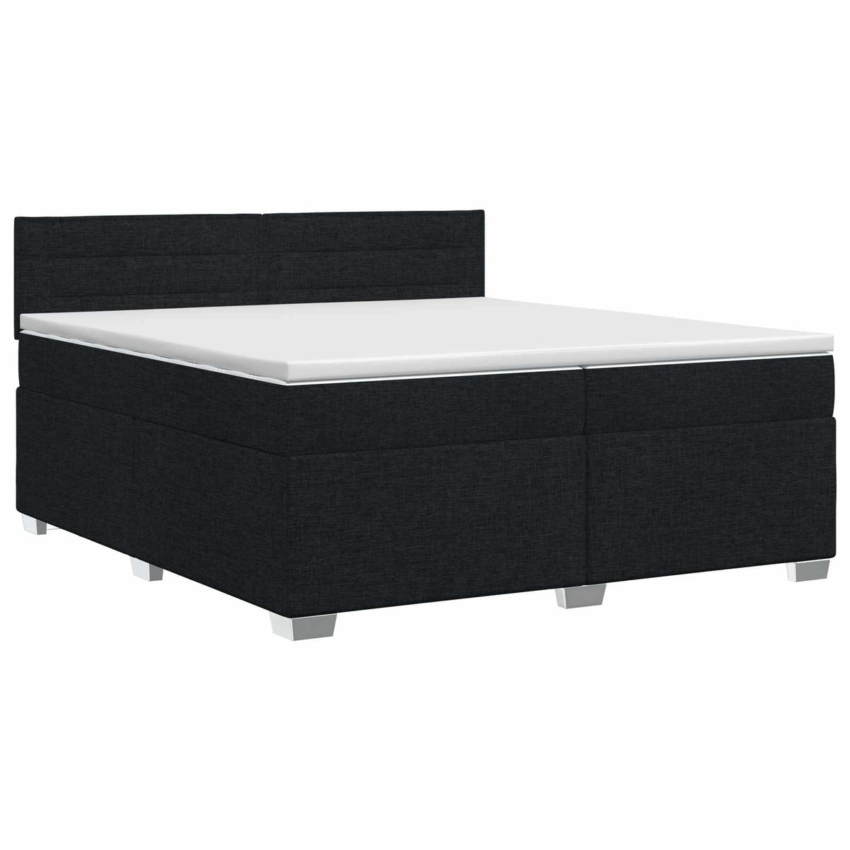 Boxmadras med topmadras med hovedgærde Sort 200 x 200 cm Stof