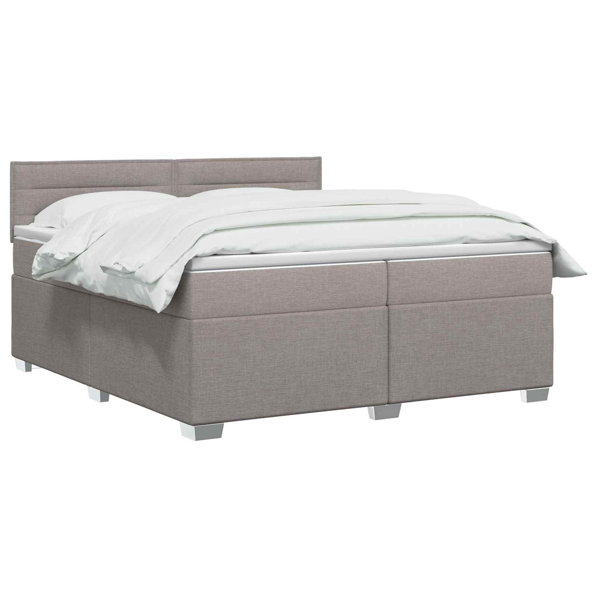 Boxmadras med topmadras Gråbrun 200 x 200 cm Stof