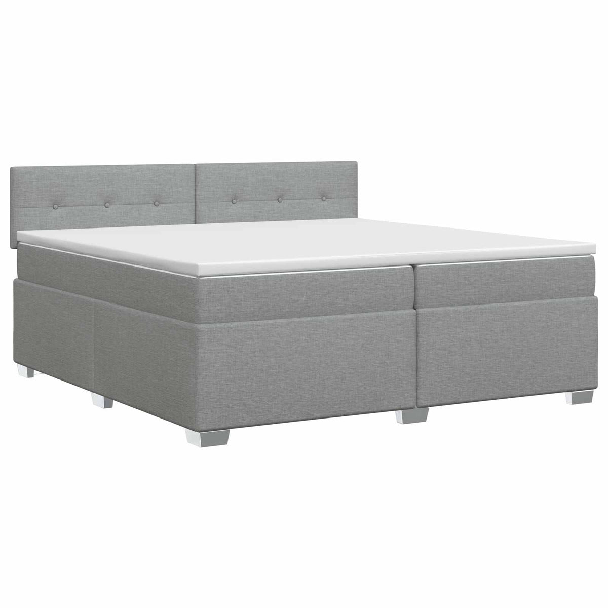 Boxmadras med topmadras Lysegrå 200 x 200 cm Stof