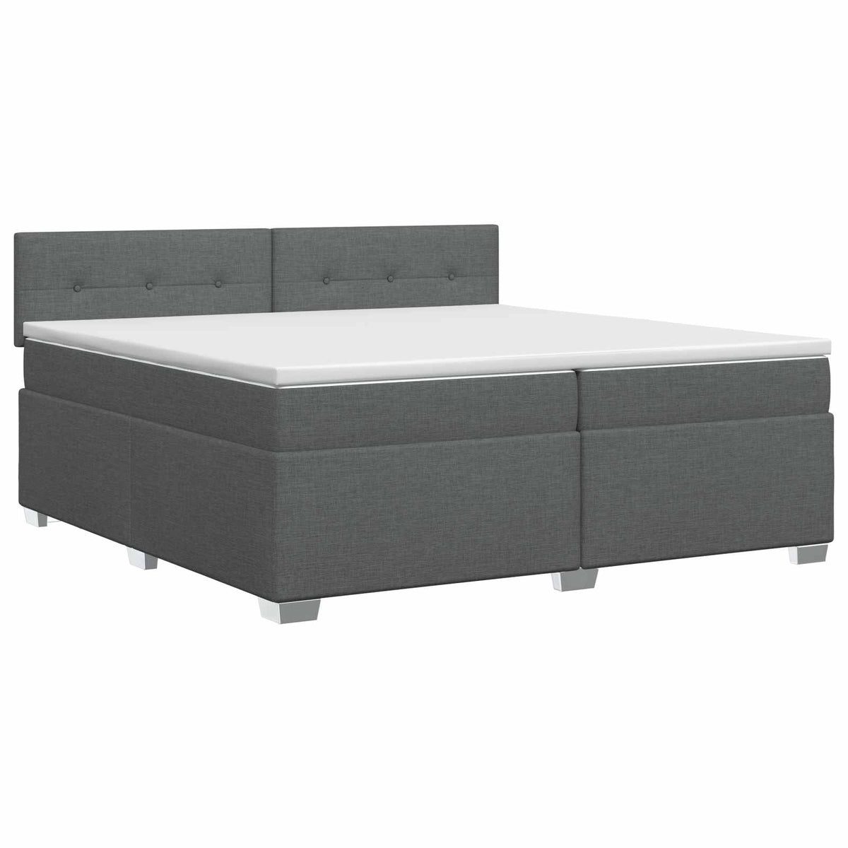 Boxmadras med topmadras Mørkegrå 200 x 200 cm Stof