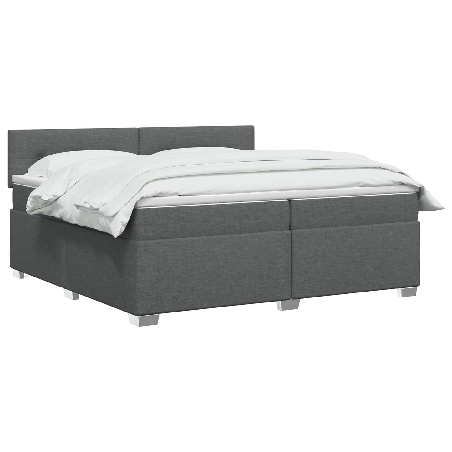 Boxmadras med topmadras Mørkegrå 200 x 200 cm Stof
