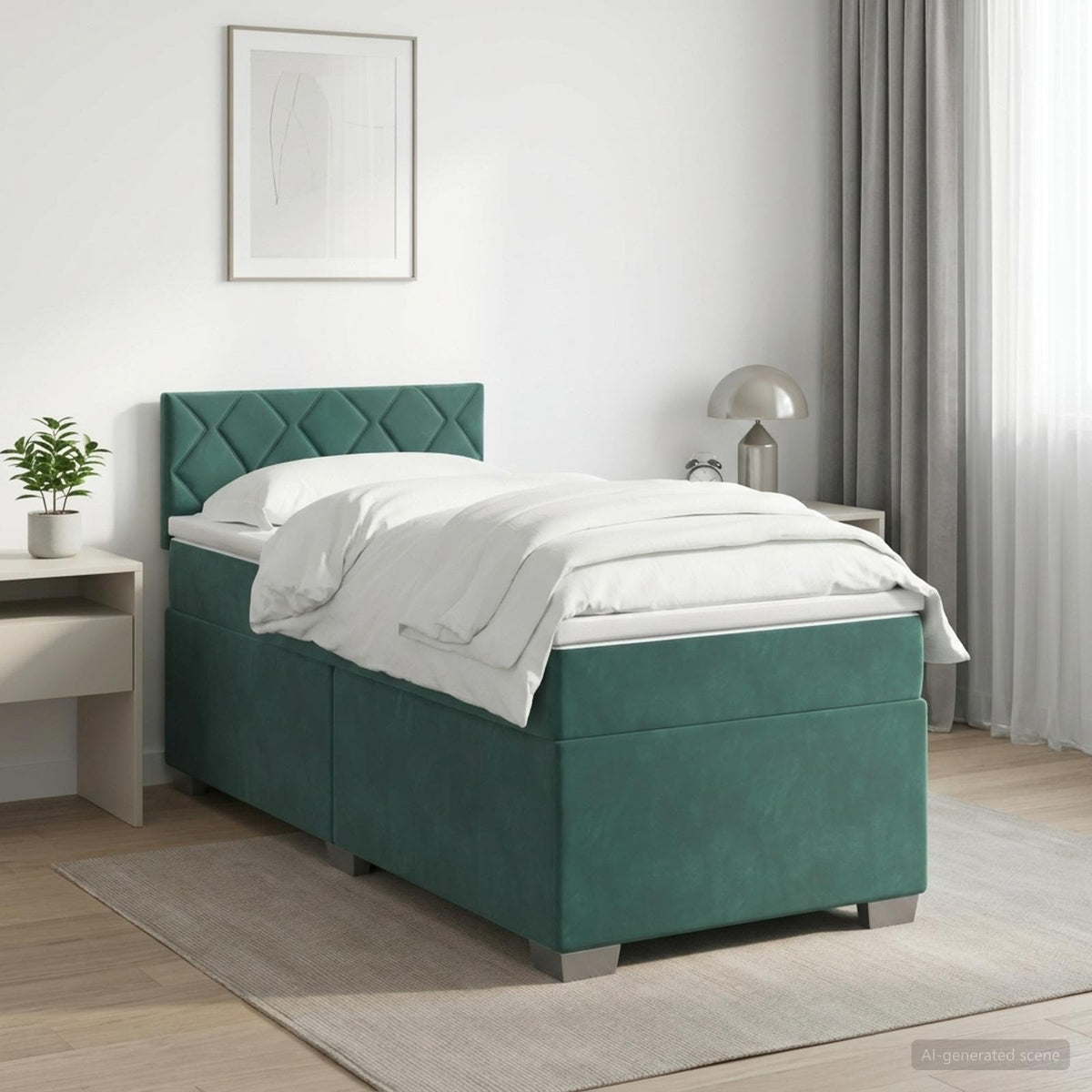 Boxmadras med topmadras Mørkegrøn 100 x 200 cm Fløjl