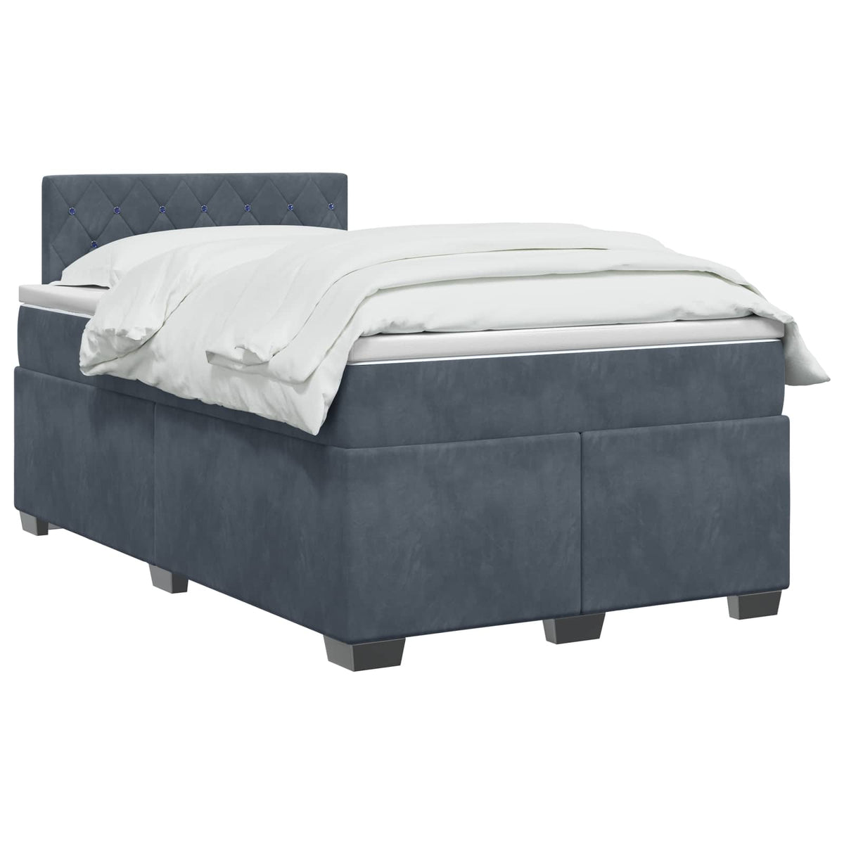 Boxmadras med topmadras Mørkegrå 120 x 190 cm Fløjl