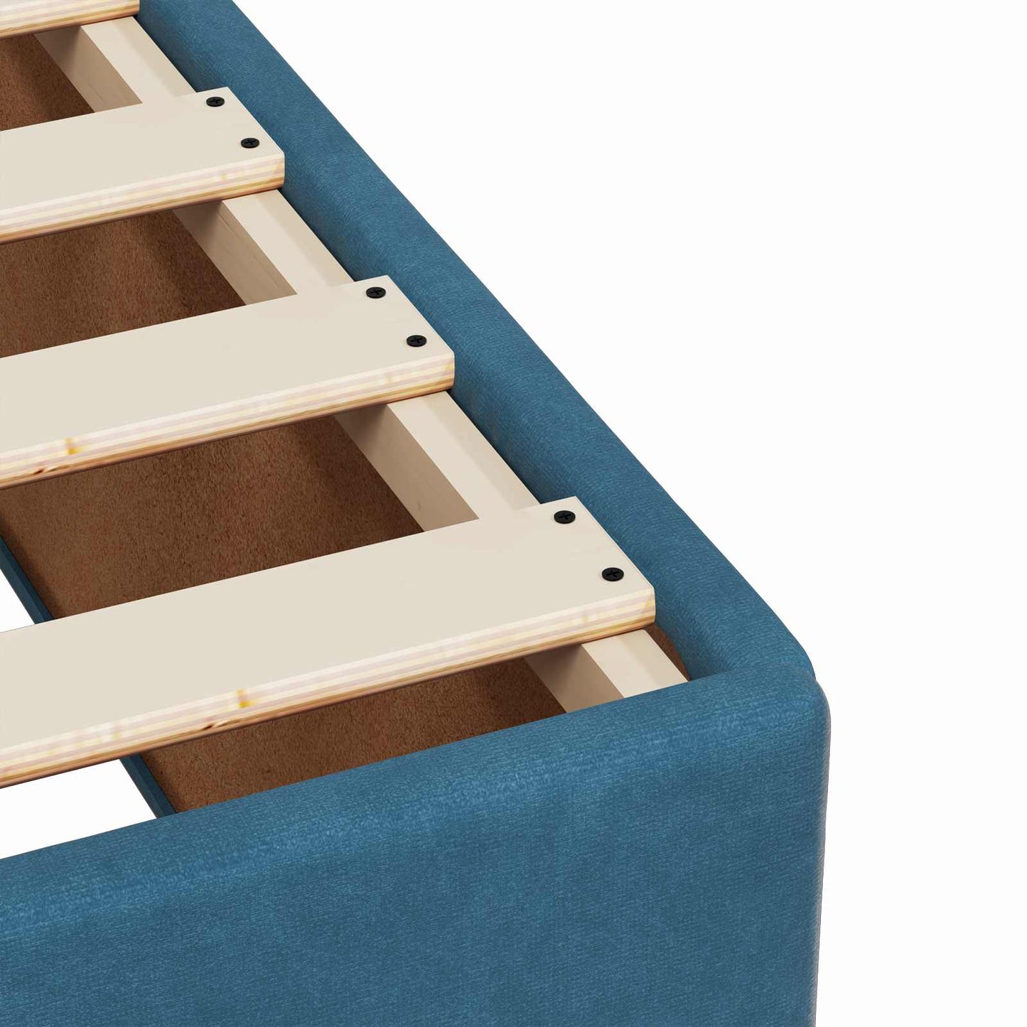 Boxmadras med topmadras med hovedgærde Blå 120 x 190 cm Fløjl