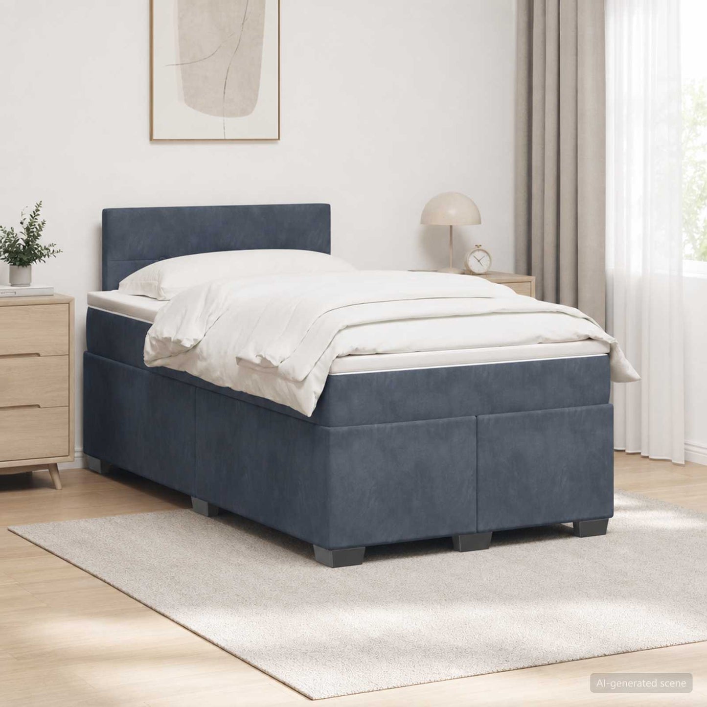 Boxmadras med topmadras Mørkegrå 120 x 200 cm Fløjl