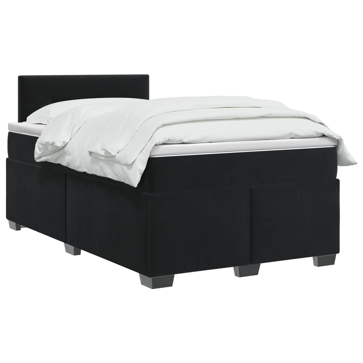 Boxmadras med topmadras med hovedgærde Sort 120 x 190 cm Fløjl