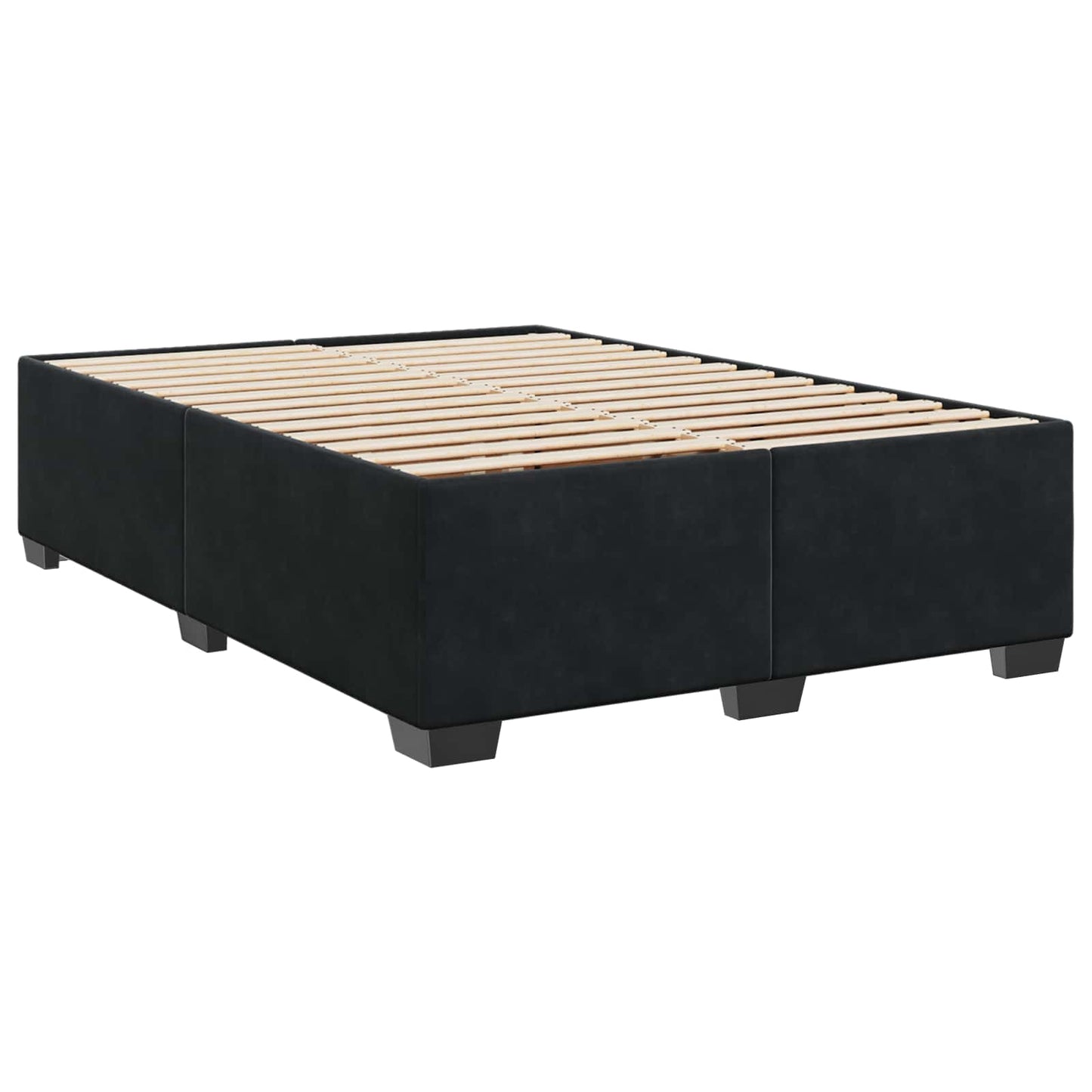 Boxmadras med topmadras med hovedgærde Sort 140 x 190 cm Fløjl