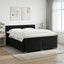 Boxmadras med topmadras med hovedgærde Sort 140 x 200 cm Fløjl