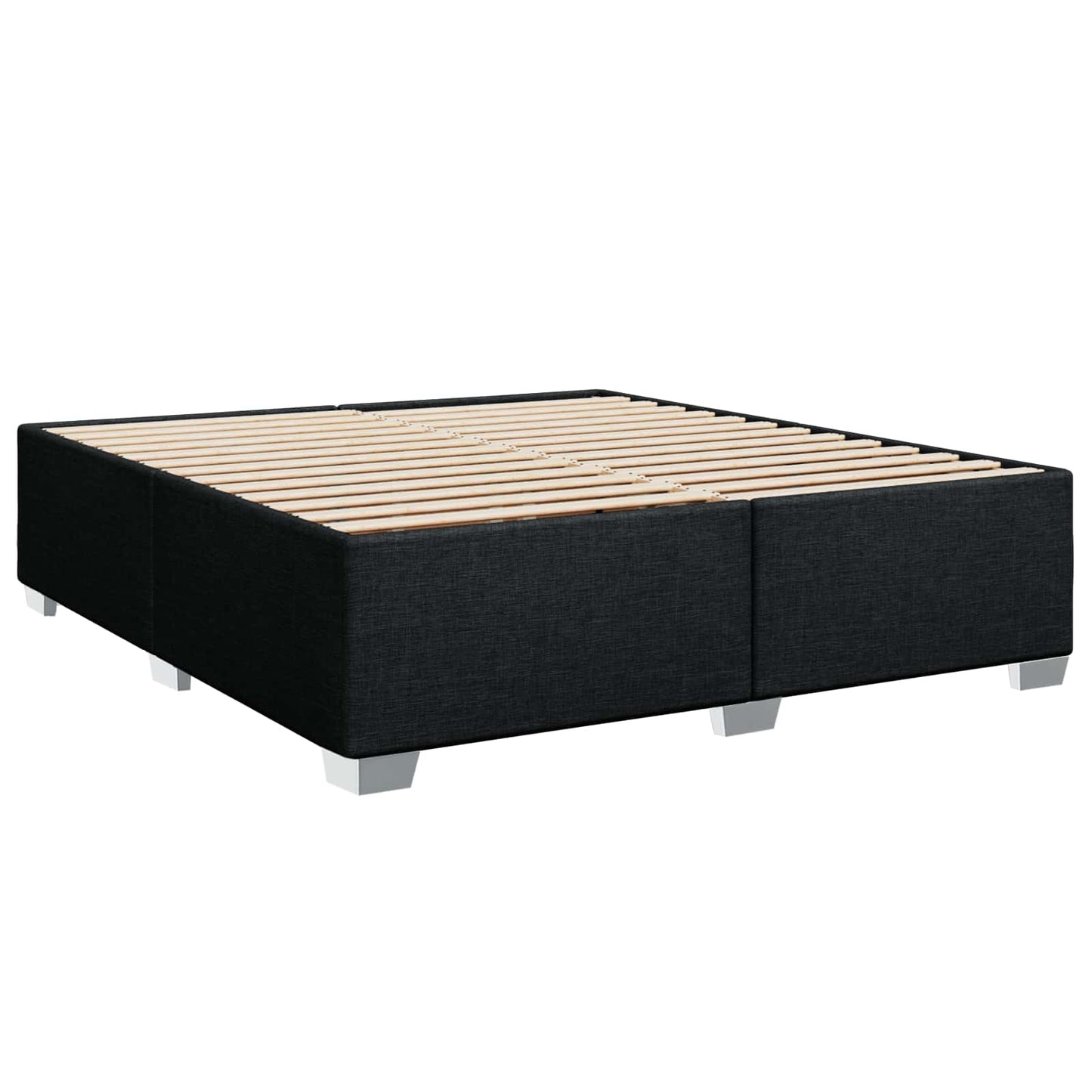 Boxmadras med topmadras med hovedgærde Sort 200 x 200 cm Fløjl