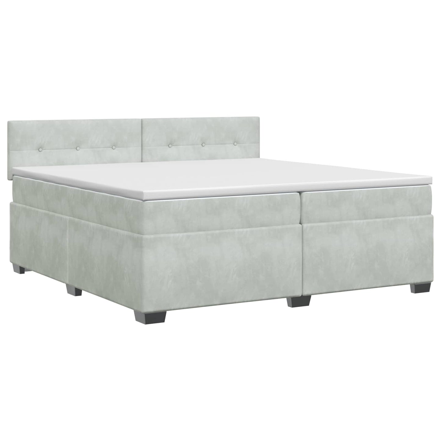 Boxmadras med topmadras Lysegrå 200 x 200 cm Fløjl