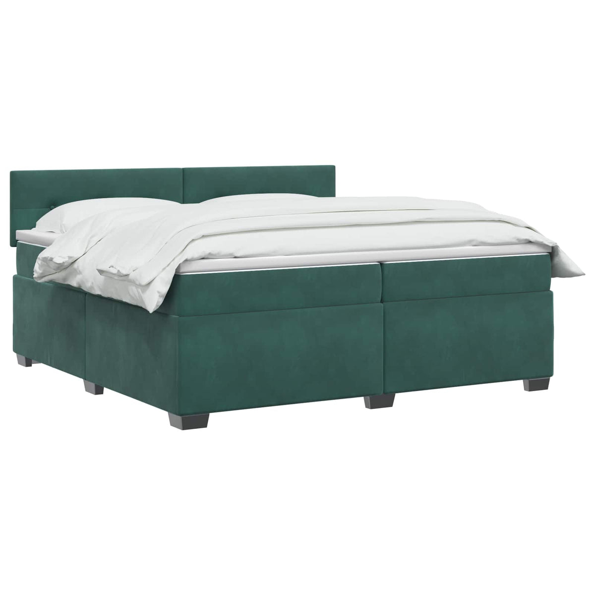 Boxmadras med topmadras Mørkegrøn 200 x 200 cm Fløjl