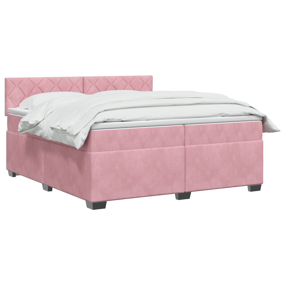 Boxmadras med topmadras Lyserød 200 x 200 cm Fløjl