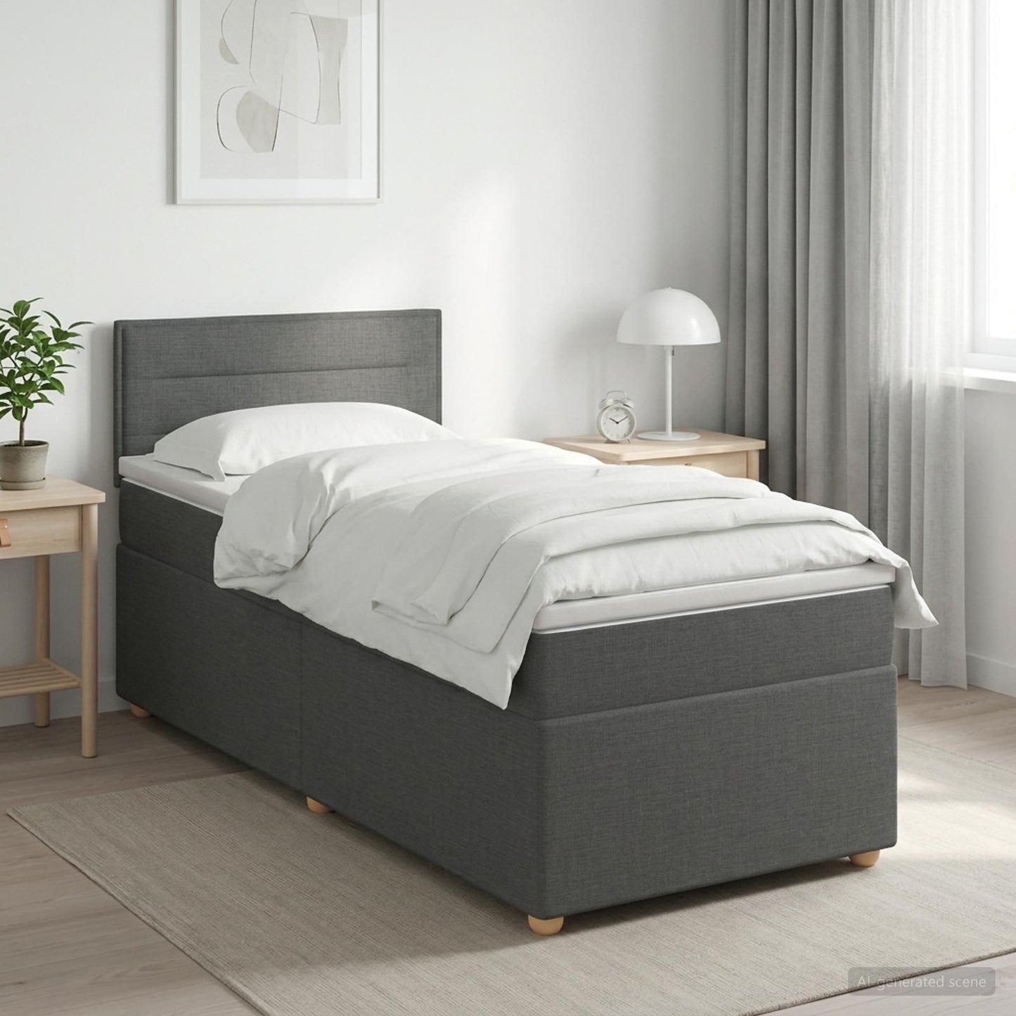 Boxmadras med topmadras Mørkegrå 80 x 200 cm Stof