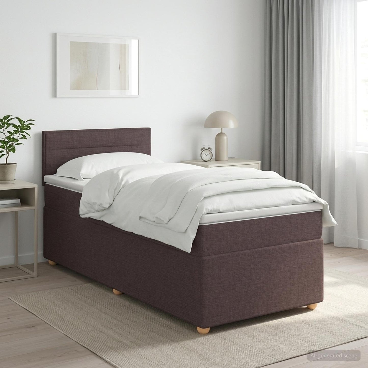 Boxmadras med topmadras Mørk Brun 90 x 200 cm Stof