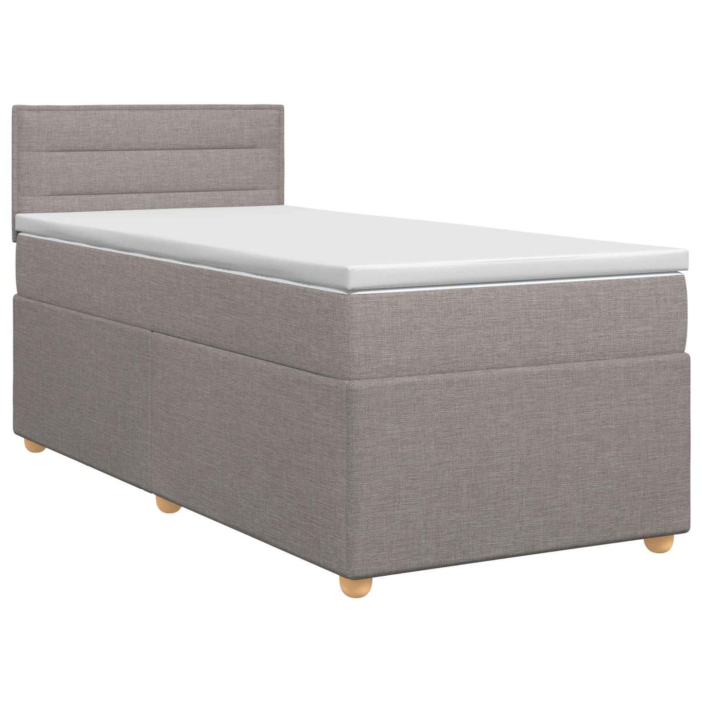 Boxmadras med topmadras med hovedgærde Gråbrun 80 x 200 cm Stof