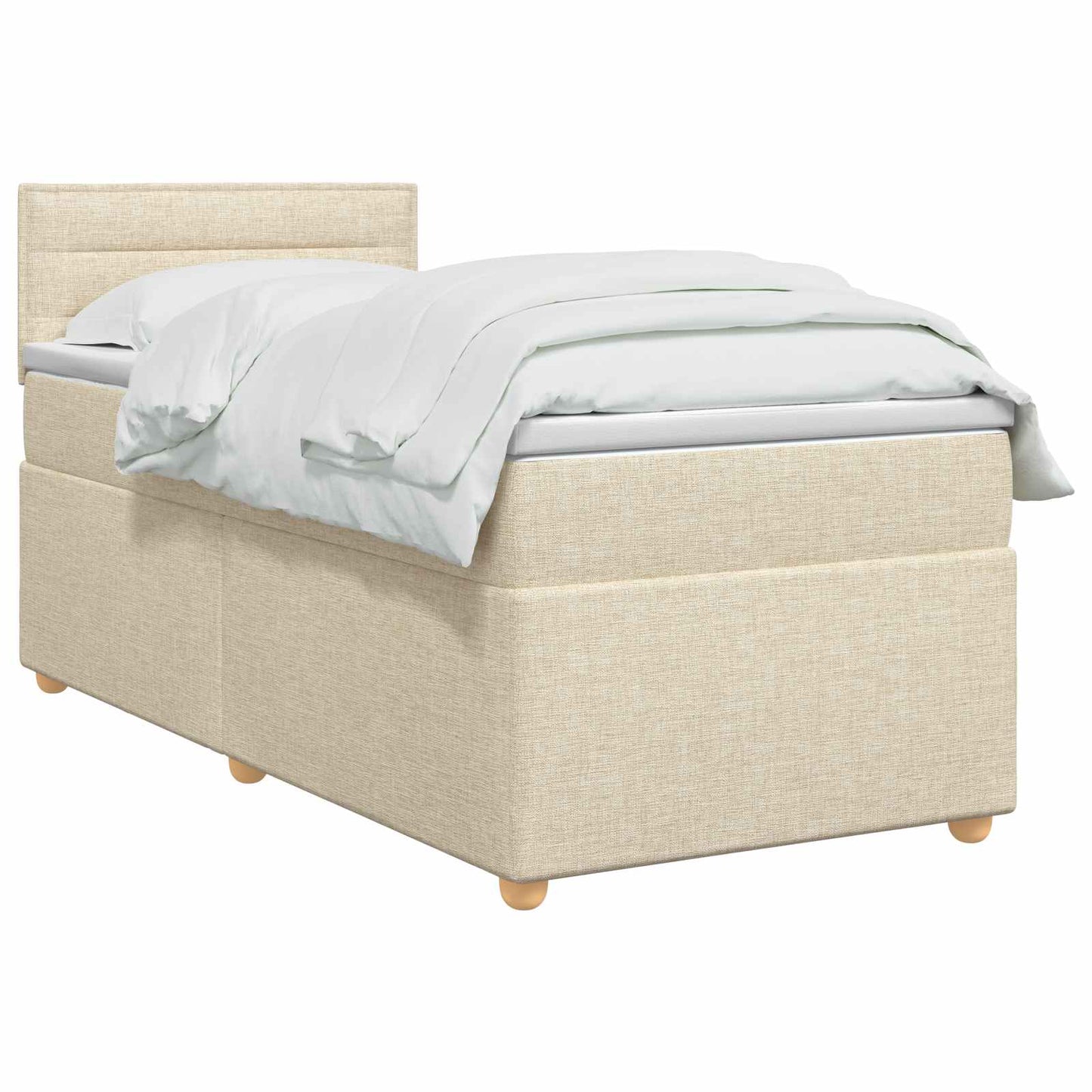 Boxmadras med topmadras Cremefarvet 80 x 200 cm Stof