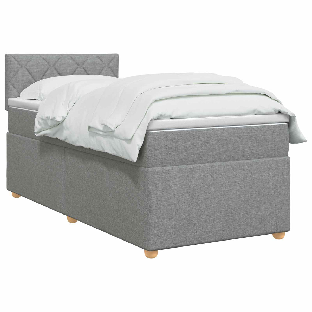 Boxmadras med topmadras med hovedgærde Lysegrå 80 x 200 cm Stof