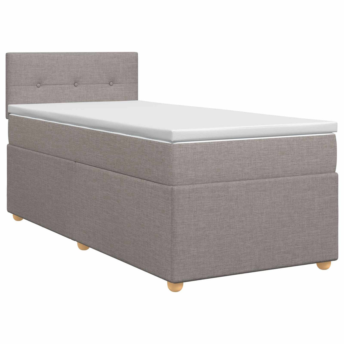 Boxmadras med topmadras med hovedgærde Gråbrun 90 x 190 cm Stof
