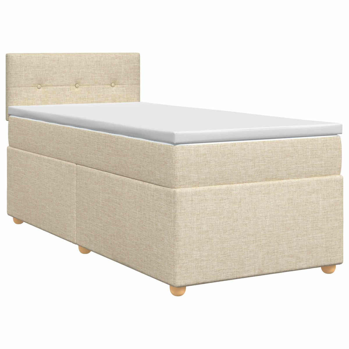 Boxmadras med topmadras Cremefarvet 90 x 190 cm Stof