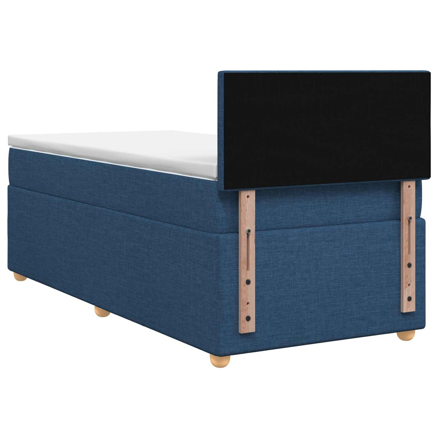 Boxmadras med topmadras med hovedgærde Blå 90 x 190 cm Stof
