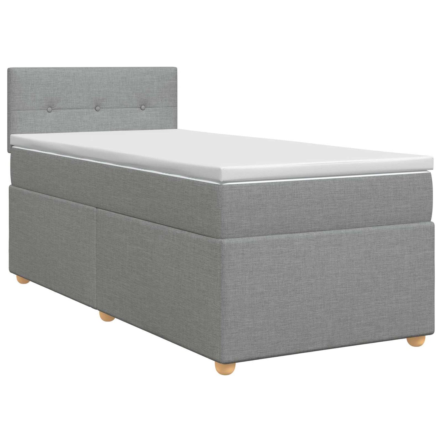 Boxmadras med topmadras med hovedgærde Lysegrå 90 x 200 cm Stof