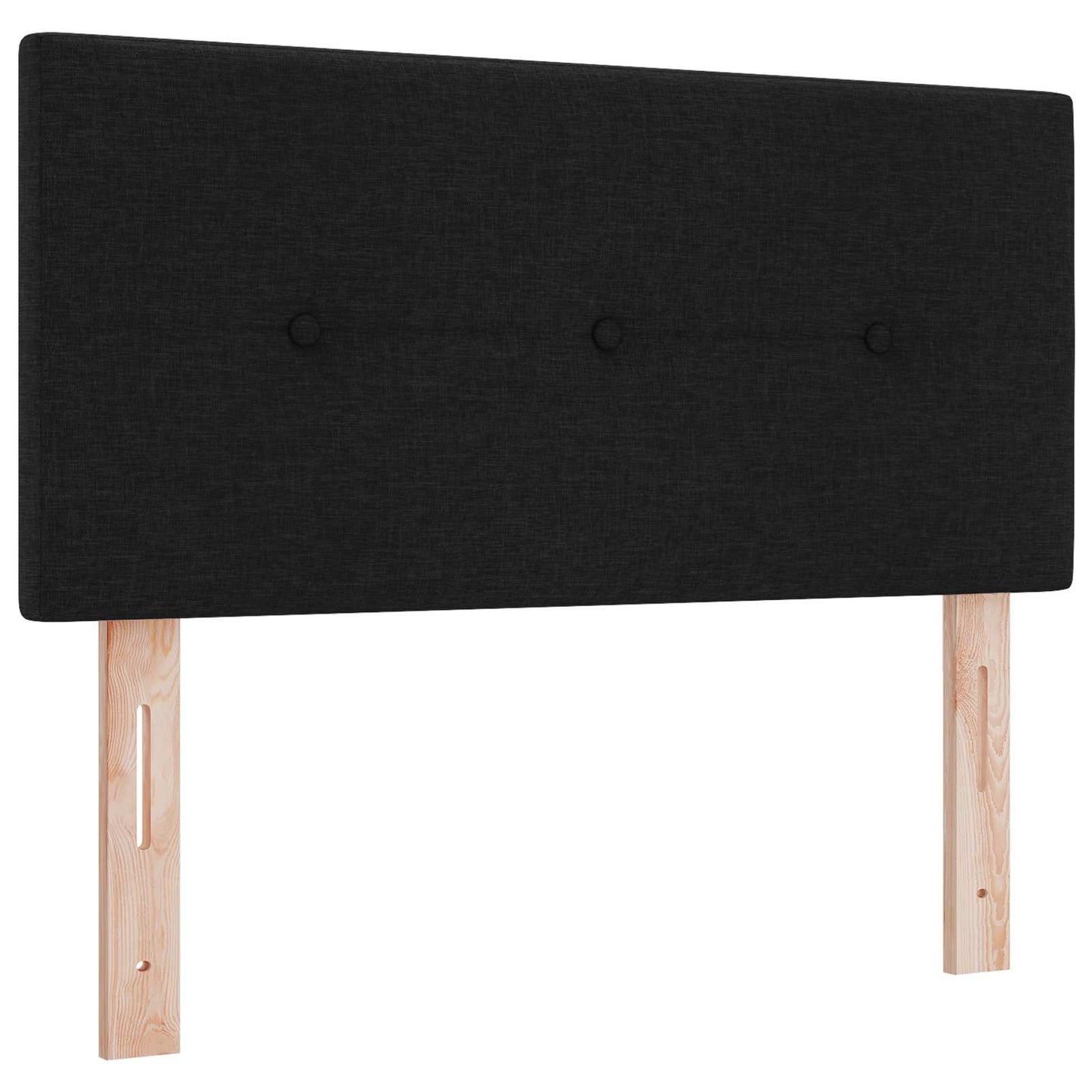 Boxmadras med topmadras med hovedgærde Sort 90 x 200 cm Stof