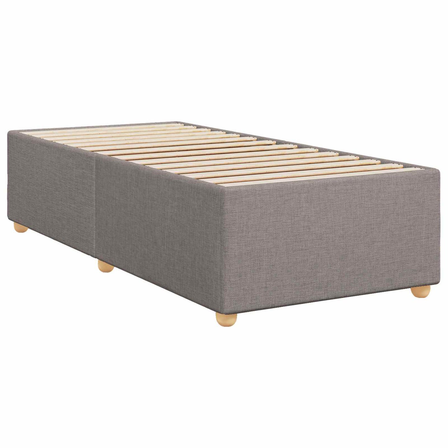 Boxmadras med topmadras med hovedgærde Gråbrun 90 x 200 cm Stof
