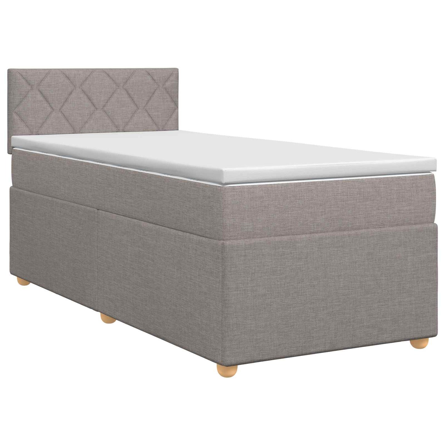 Boxmadras med topmadras med hovedgærde Gråbrun 90 x 200 cm Stof