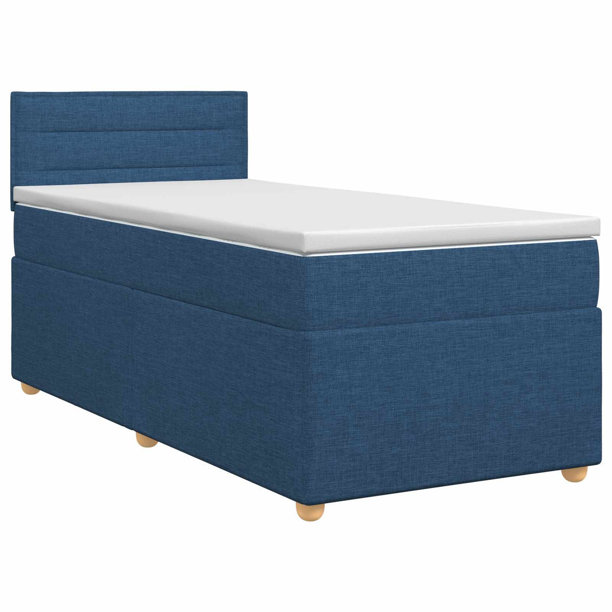 Boxmadras med topmadras med hovedgærde Blå 100 x 200 cm Stof