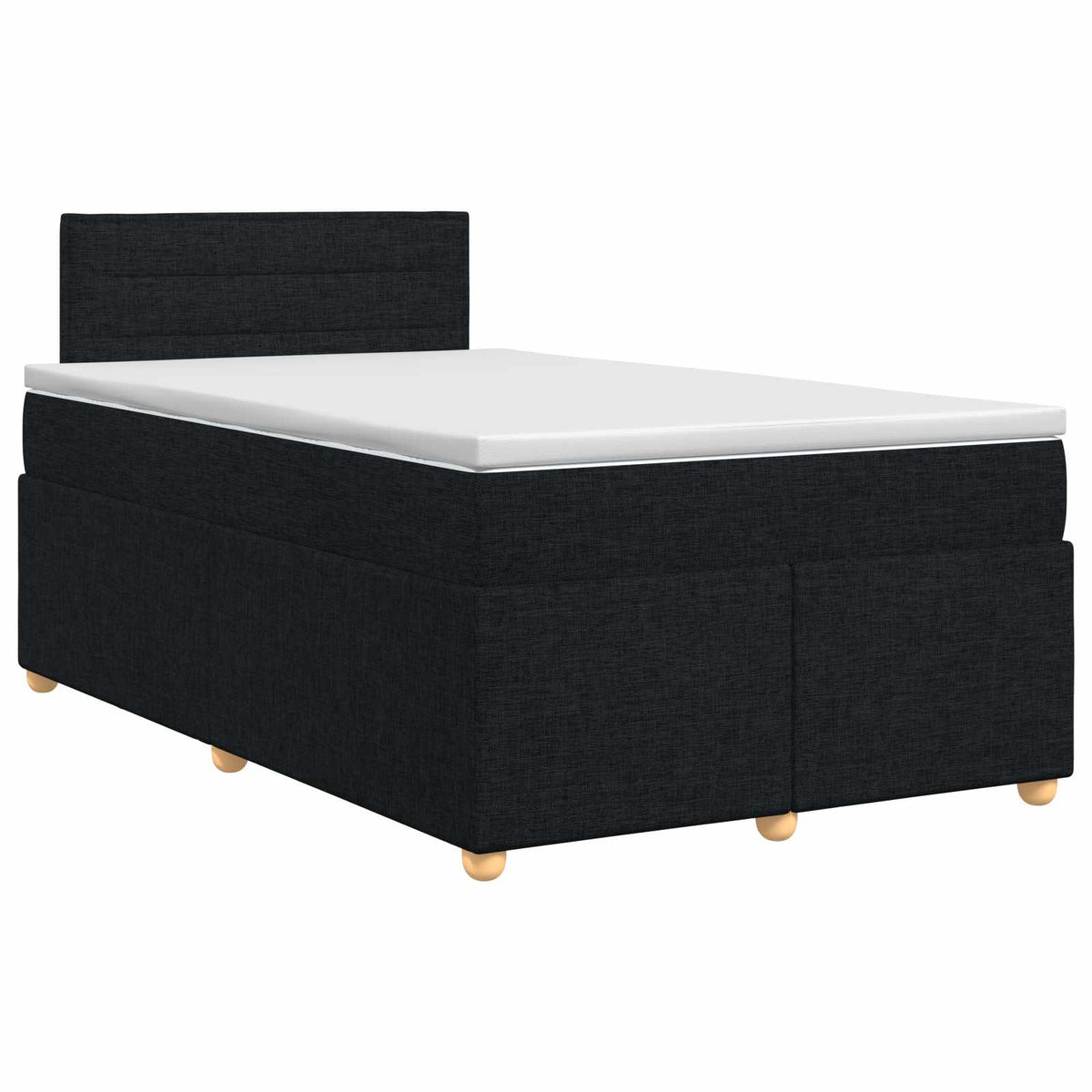 Boxmadras med topmadras med hovedgærde Sort 120 x 190 cm Stof