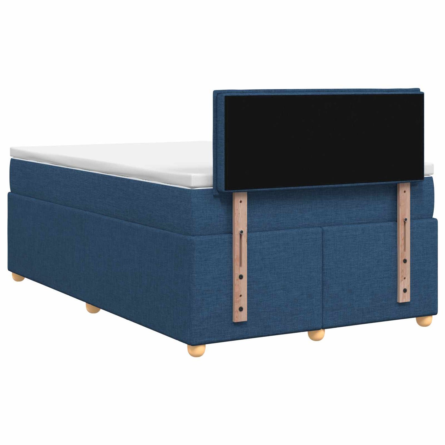 Boxmadras med topmadras med hovedgærde Blå 120 x 190 cm Stof