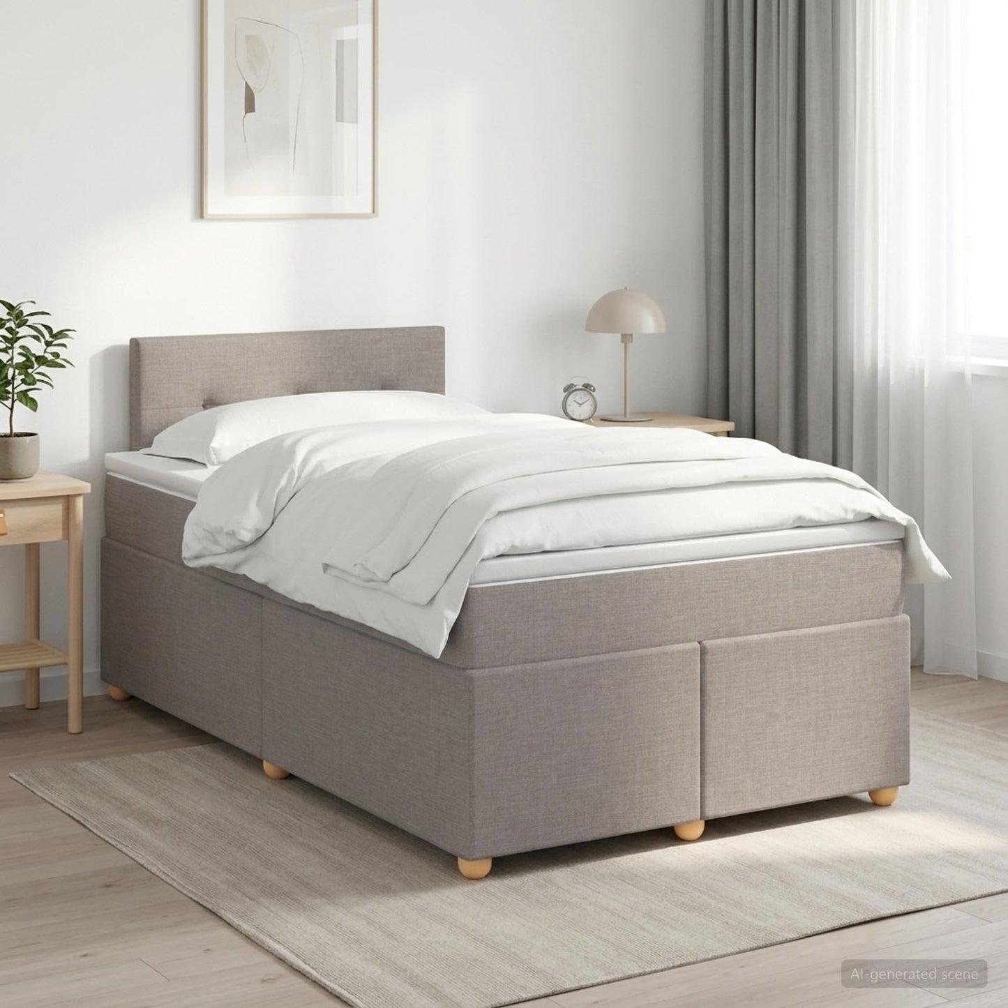 Boxmadras med topmadras Gråbrun 120 x 200 cm Stof