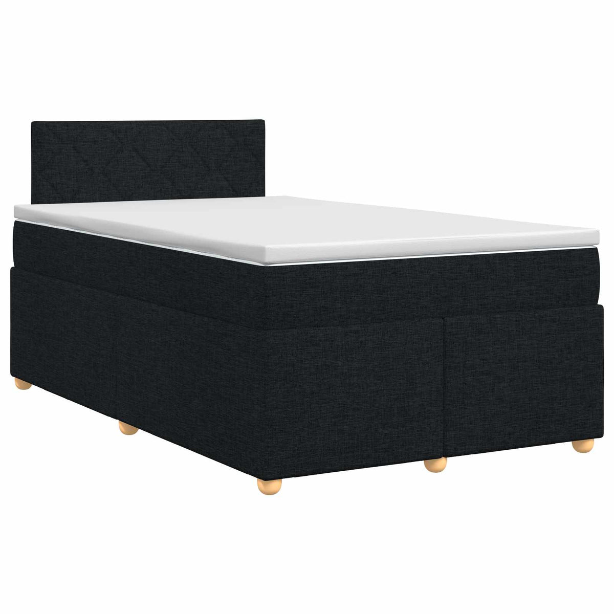 Boxmadras med topmadras med hovedgærde Sort 120 x 190 cm Stof