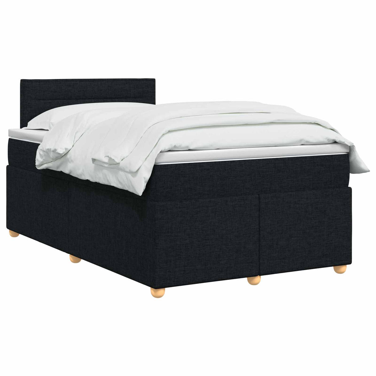 Boxmadras med topmadras med hovedgærde Sort 120 x 200 cm Stof