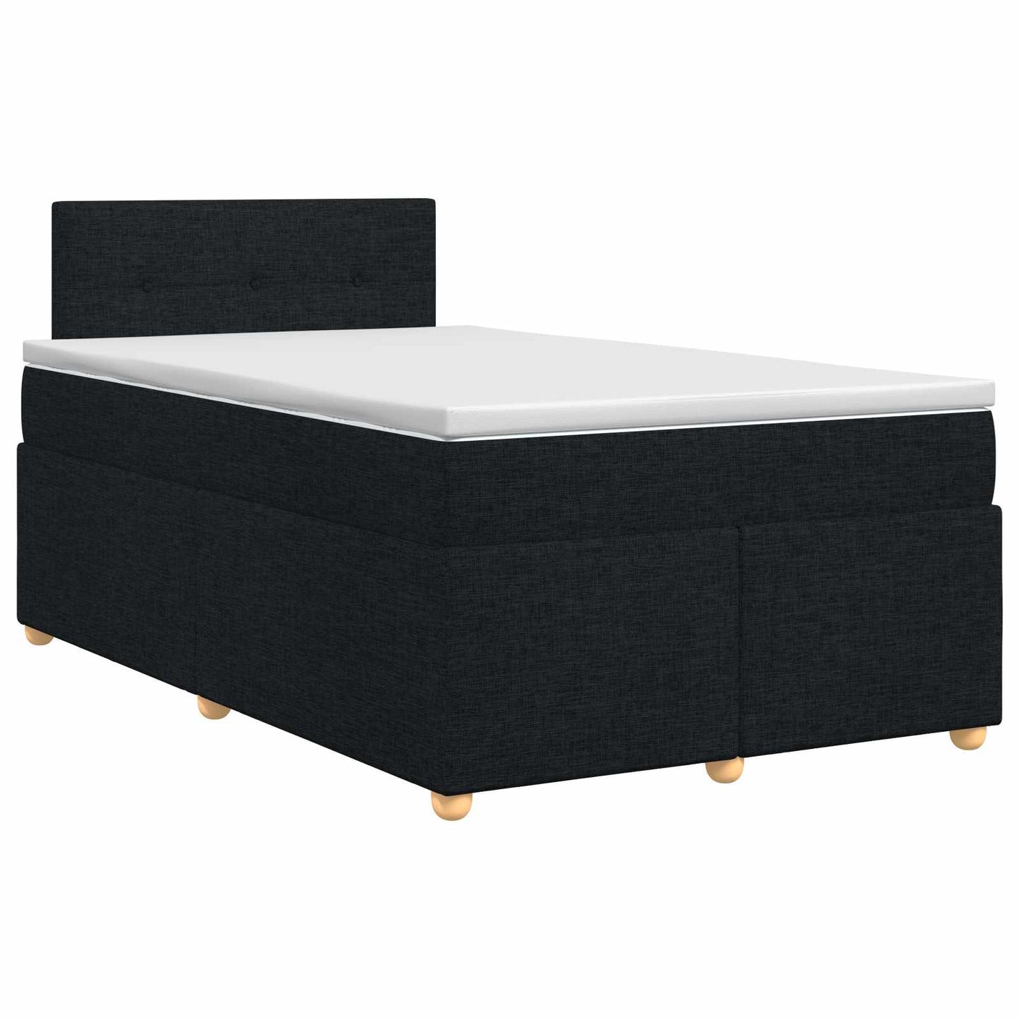 Boxmadras med topmadras med hovedgærde Sort 120 x 200 cm Stof
