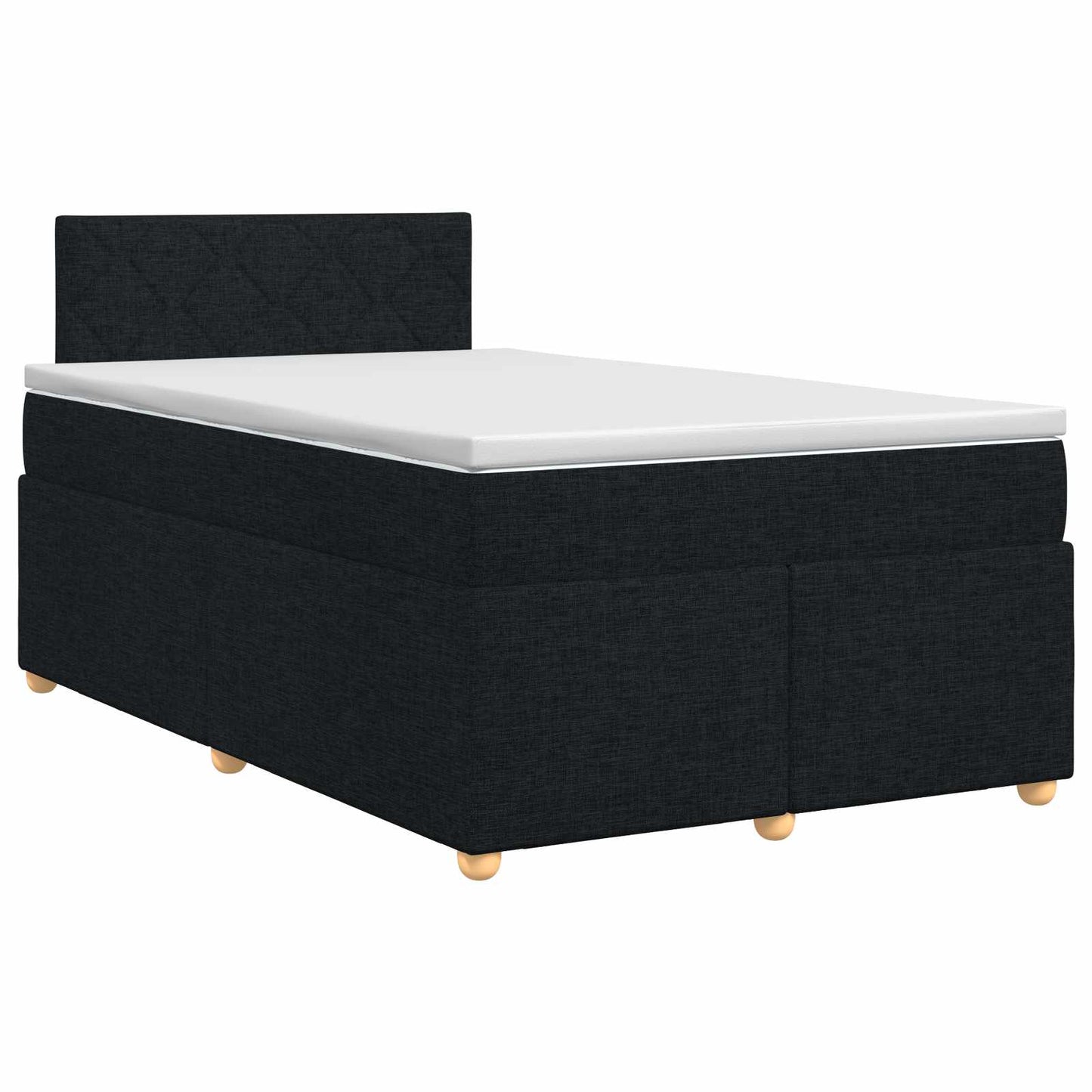 Boxmadras med topmadras med hovedgærde Sort 120 x 200 cm Stof