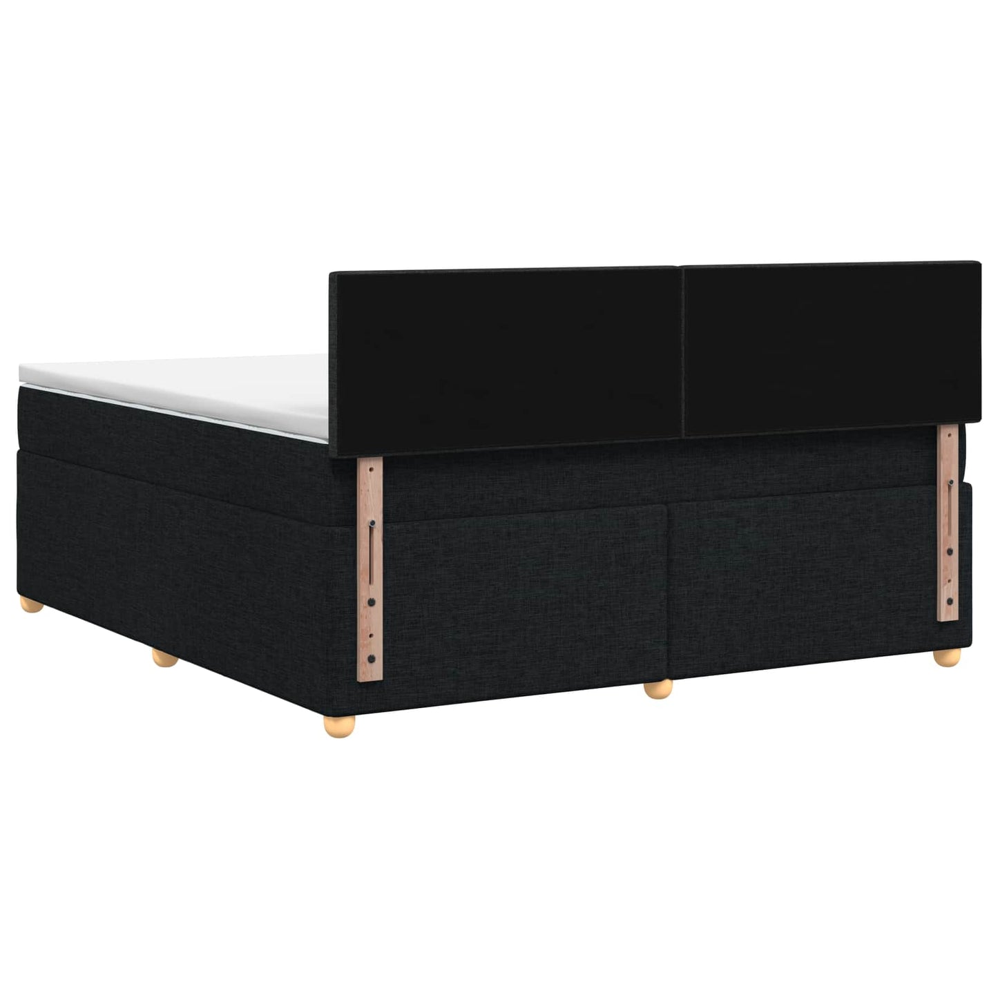 Boxmadras med topmadras med hovedgærde Sort 140 x 190 cm Stof