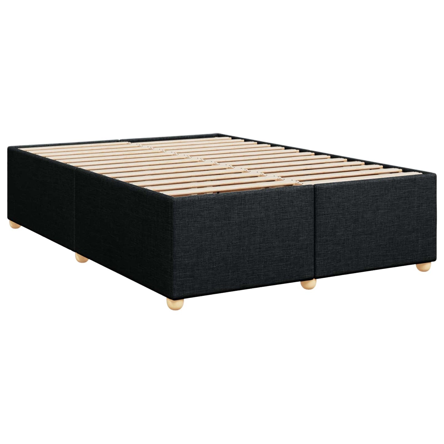Boxmadras med topmadras med hovedgærde Sort 140 x 200 cm Stof