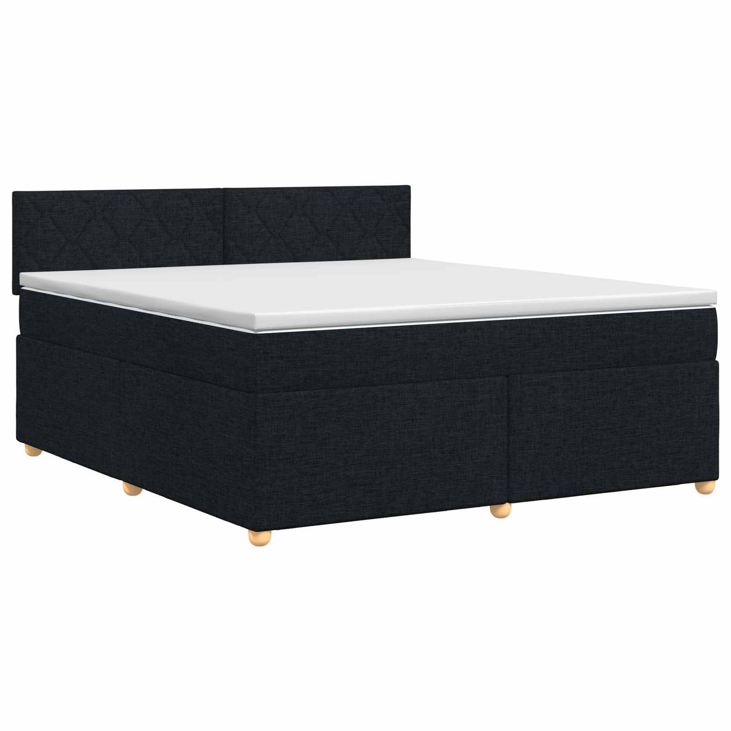 Boxmadras med topmadras med hovedgærde Sort 140 x 200 cm Stof