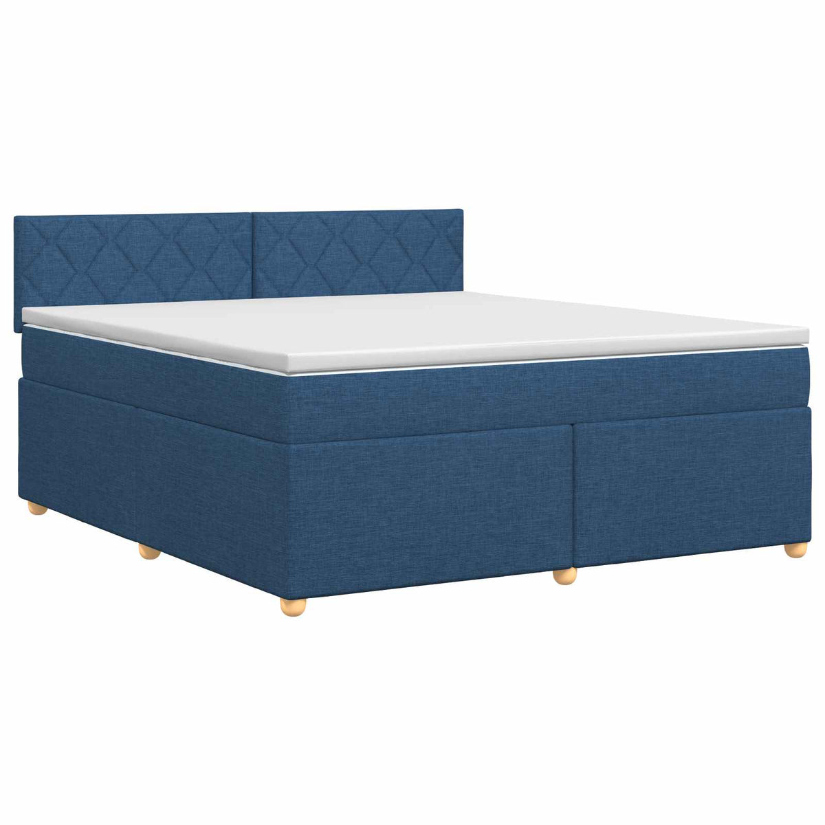 Boxmadras med topmadras med hovedgærde Blå 160 x 200 cm Stof