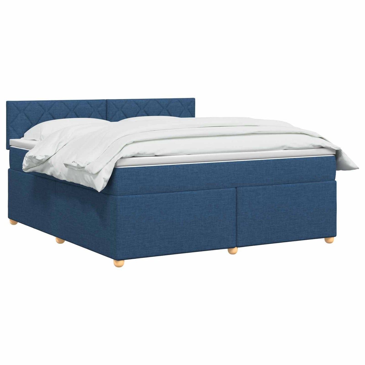 Boxmadras med topmadras med hovedgærde Blå 160 x 200 cm Stof