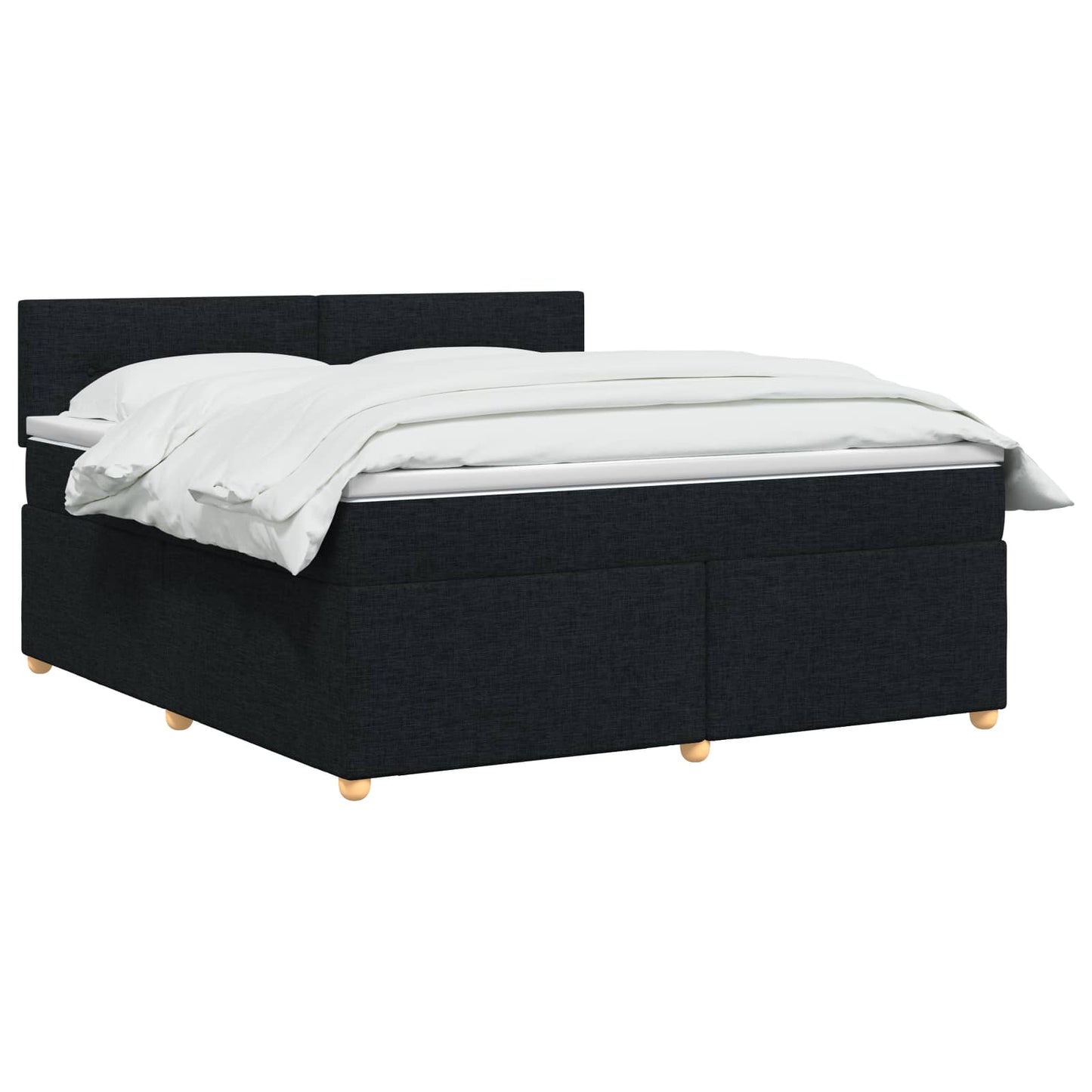 Boxmadras med topmadras med hovedgærde Sort 180 x 200 cm Stof