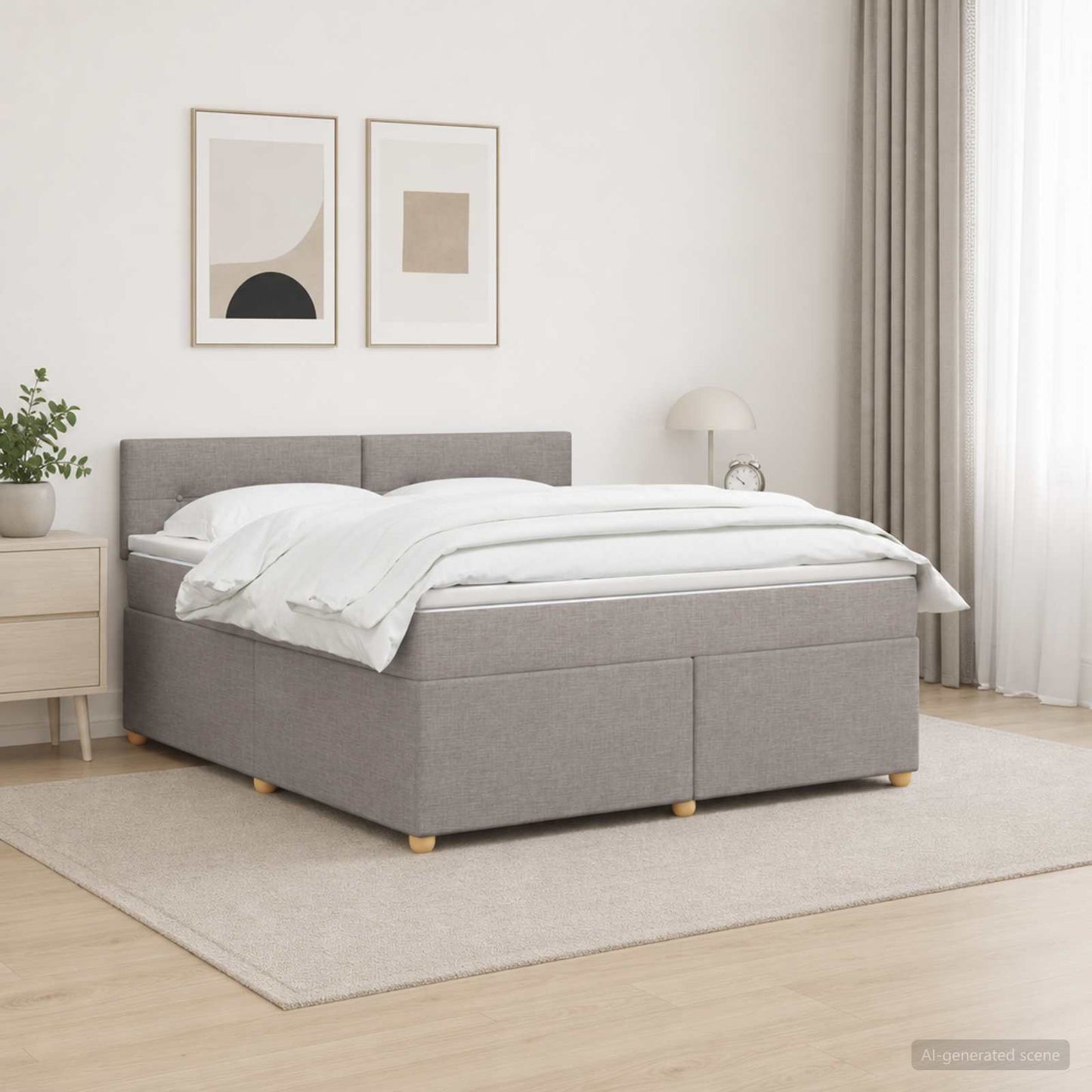 Boxmadras med topmadras Gråbrun 180 x 200 cm Stof