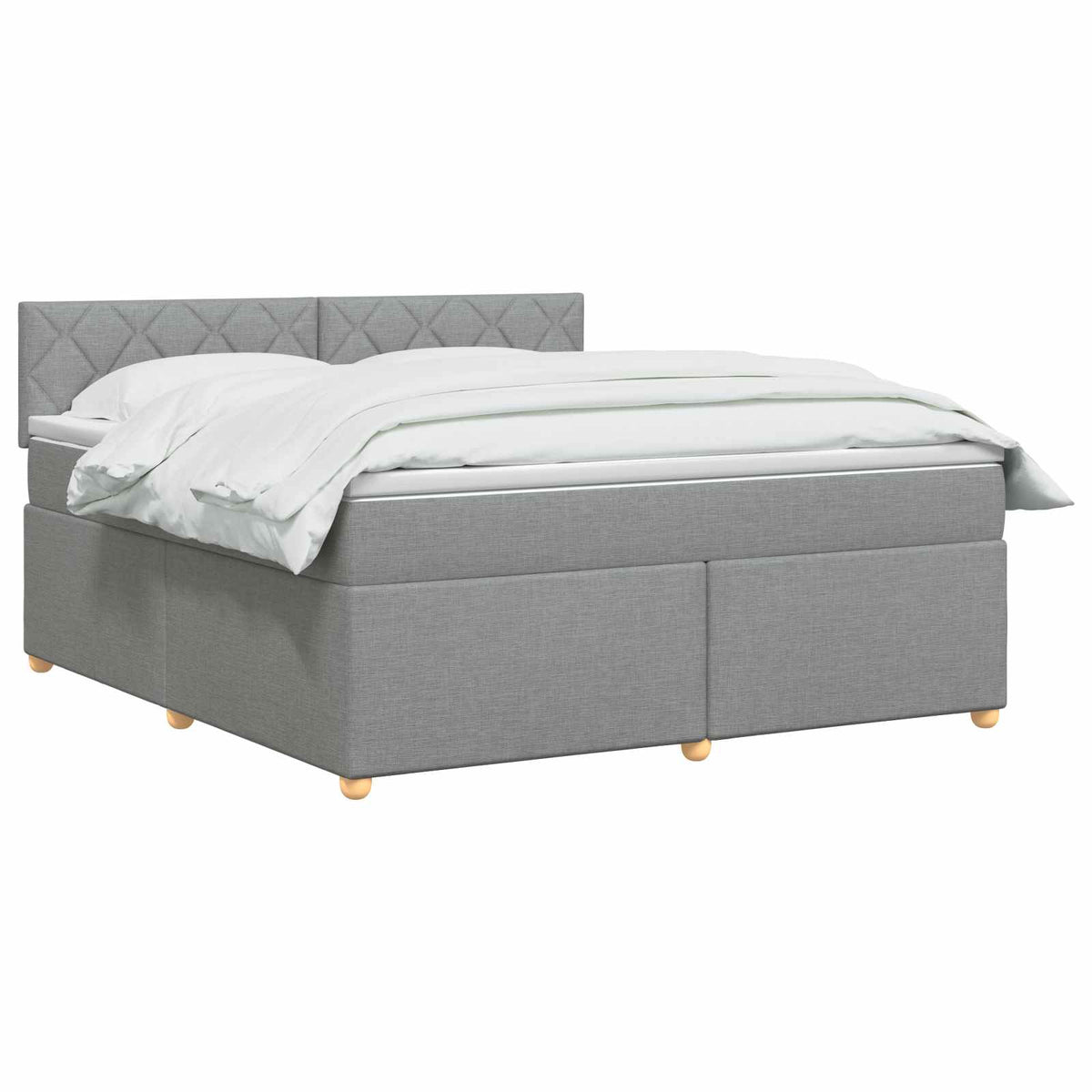Boxmadras med topmadras Lysegrå 180 x 200 cm Stof