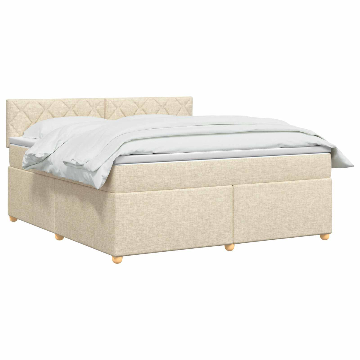 Boxmadras med topmadras Cremefarvet 180 x 200 cm Stof